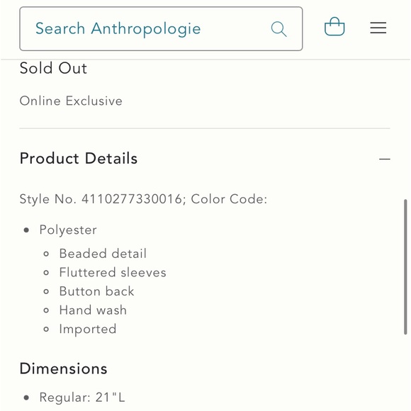 Anthro Eri + Ali Beaded Hem Babydoll Swing Blouse Top - Picture 11 of 13